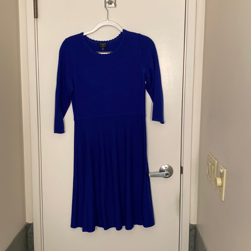 Rich blue wool fit and flare dress